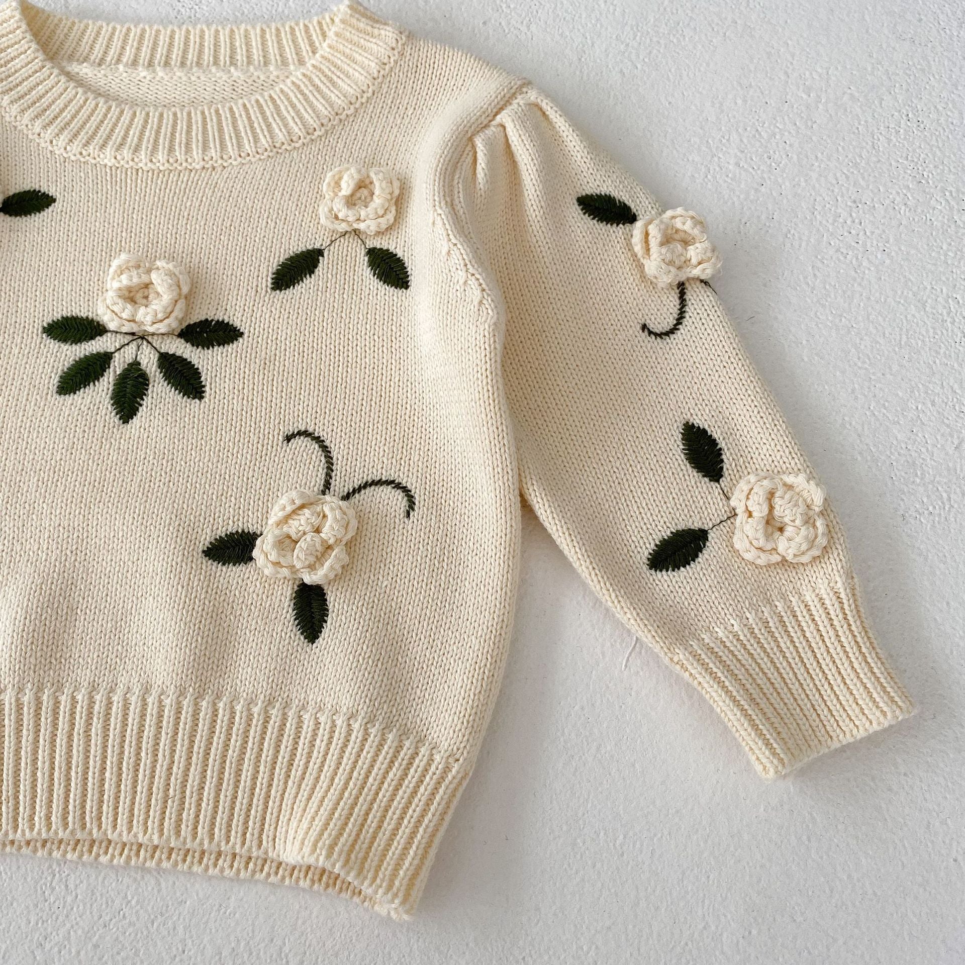 Handmade Flower Embroidery Pullover Sweater